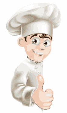 a cartoon chef is giving a thumbs up and smiling