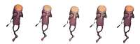 a row of wooden sticks with faces on them