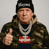 a man wearing a black beanie that says blazzard on it