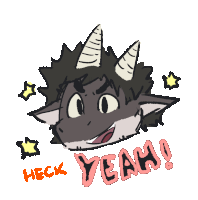 a drawing of a dragon with the words heck yeah written below it