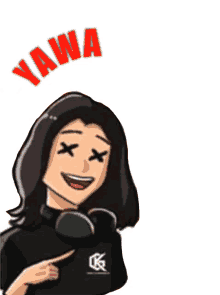 a cartoon drawing of a girl with headphones and the word wawa above her head