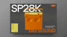 an advertisement for sp28k big sound with an orange speaker on it