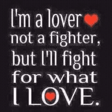 i 'm a lover not a fighter , but i 'll fight for what i love