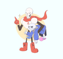 a cartoon of papyrus carrying sans on his back