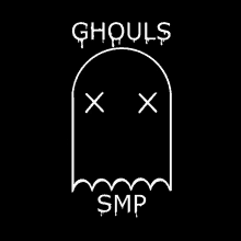 a dead ghost with the words ghouls smp written below it