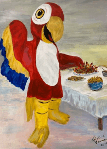 a painting of a parrot with the year 2010 on the bottom right corner