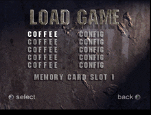 a screenshot of a video game that says " load game "