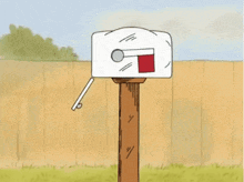 a cartoon drawing of a mailbox with a white cat on it