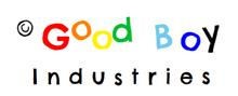 a colorful logo for good boy industries is shown