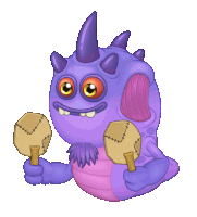 a purple monster is holding a pair of maracas in its hands