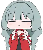 a cartoon drawing of a girl with long grey hair and a red dress