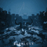 a video game called the bornless has a lightning strike in the background