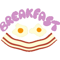 a drawing of eggs and bacon with the words breakfast above