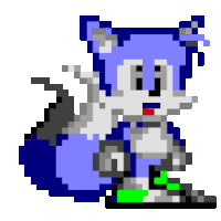 a pixel art of a squirrel with a green tail