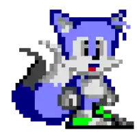 a pixel art of a squirrel with a green tail