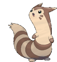 a cartoon drawing of a brown and white striped animal with a surprised look on its face