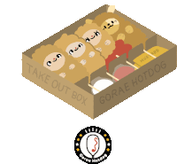 a take out box for goree hotdog with a logo