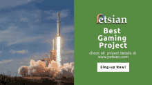 an advertisement for the best gaming project with a picture of a rocket