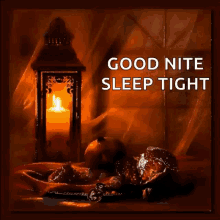 a good night sleep tight greeting card with a candle