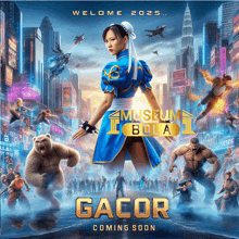 a movie poster for gacor shows a woman in a blue dress