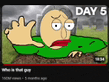 a cartoon character is laying in the dirt in a graveyard .