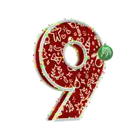the number 9 is decorated with a christmas pattern