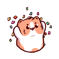 a cartoon drawing of a cat with confetti falling on it