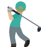 a man swings a golf club at a ball