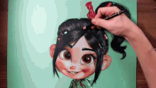 a drawing of vanellope from wreck it ralph is being drawn by a person