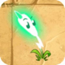 a cartoon plant with a lightning bolt coming out of it 's head .