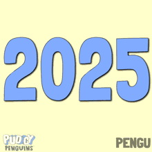 a cartoon penguin stands in front of a fireworks display that says 2026