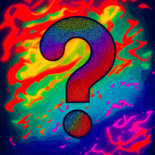 a colorful question mark is surrounded by a rainbow of colors