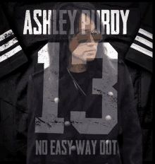 ashley purdy 's no easy way out album cover features a man wearing sunglasses