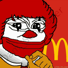 a drawing of a mcdonald 's clown giving a thumbs up