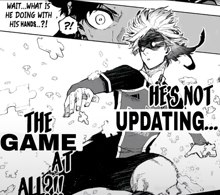 a black and white drawing of a soccer player with the words " he 's not updating the game at all "