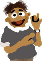 a drawing of a man wearing a watch and giving a peace sign