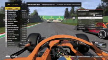 a screenshot of a video game with a race control screen