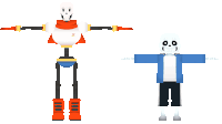 papyrus and sans are standing next to each other