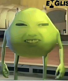 a picture of a green monster with the word englis in the background