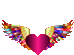 a colorful heart with wings on a white background .