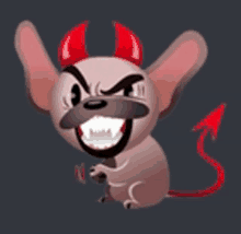 a cartoon mouse with devil horns and tail