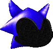 a blue and black sonic the hedgehog hat with horns on a white background .