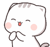 a cartoon cat with its eyes closed and a pink nose