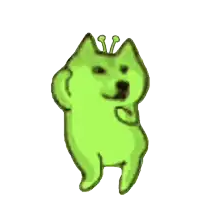 a drawing of a green dog with a crown on his head