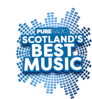 pure radio scotland 's best music logo on a blue background