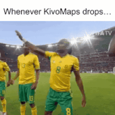soccer players on a field with the caption whenever kimomaps drops