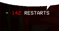 a speech bubble that says 142 restarts on a black background