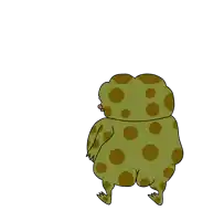 a cartoon of a frog with brown spots on it