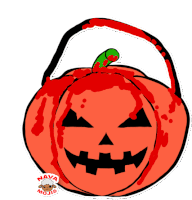 a sticker of a bloody pumpkin with the words nava moji written on it