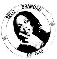 a logo for brandao de trap has a man covering his mouth